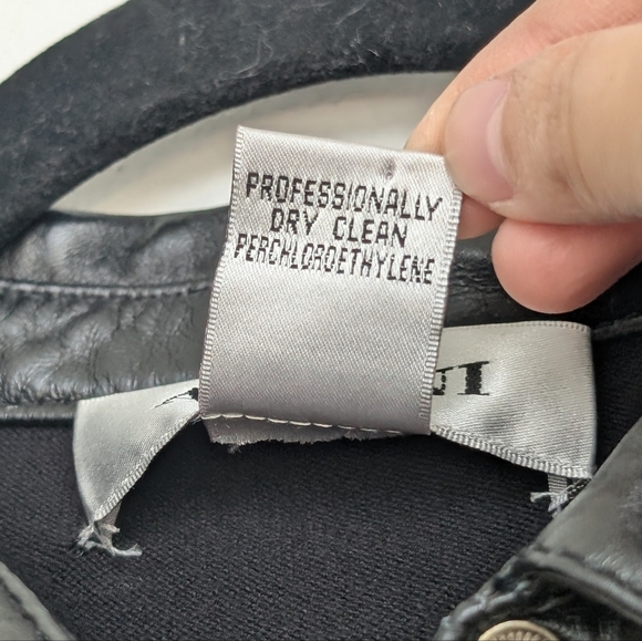 Vintage Leather Trim Alfani Black Long Sleeve Snap Button Polo Shirt Sz L - Picture 8 of 15